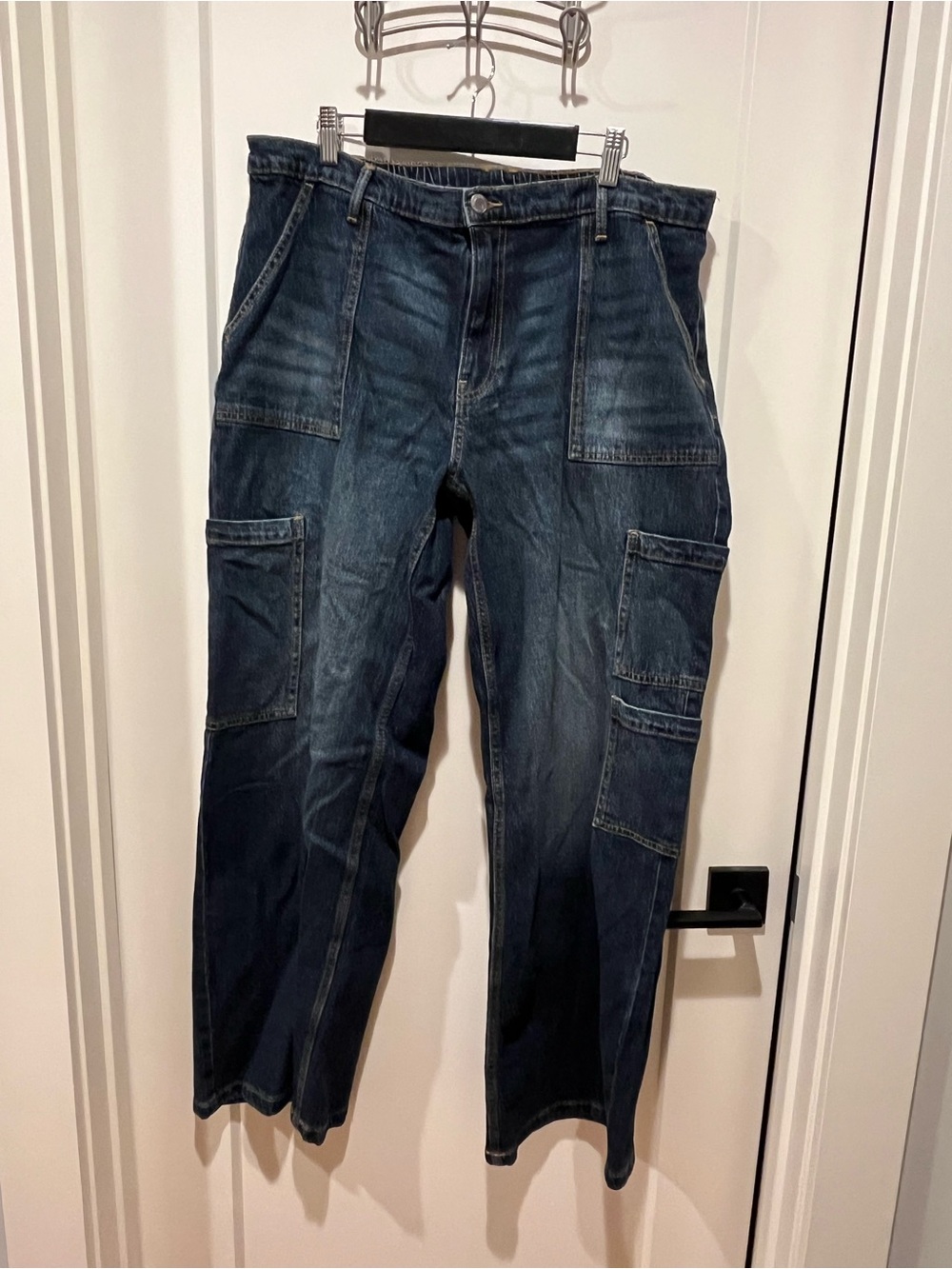 No Boundaries Dark Blue Relaxed Cargo Jeans